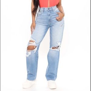 Fashion Nova High Rise Ripped Boyfriend Jeans